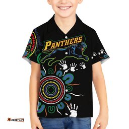 Personalised Panthers Aboriginal Dot Hawaiian Shirt Go the Mighty Panthers