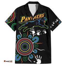 Personalised Panthers Aboriginal Dot Hawaiian Shirt Go the Mighty Panthers