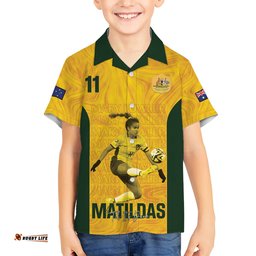 Australia Soccer Hawaiian Shirt Fowler Matildas Gold Marble