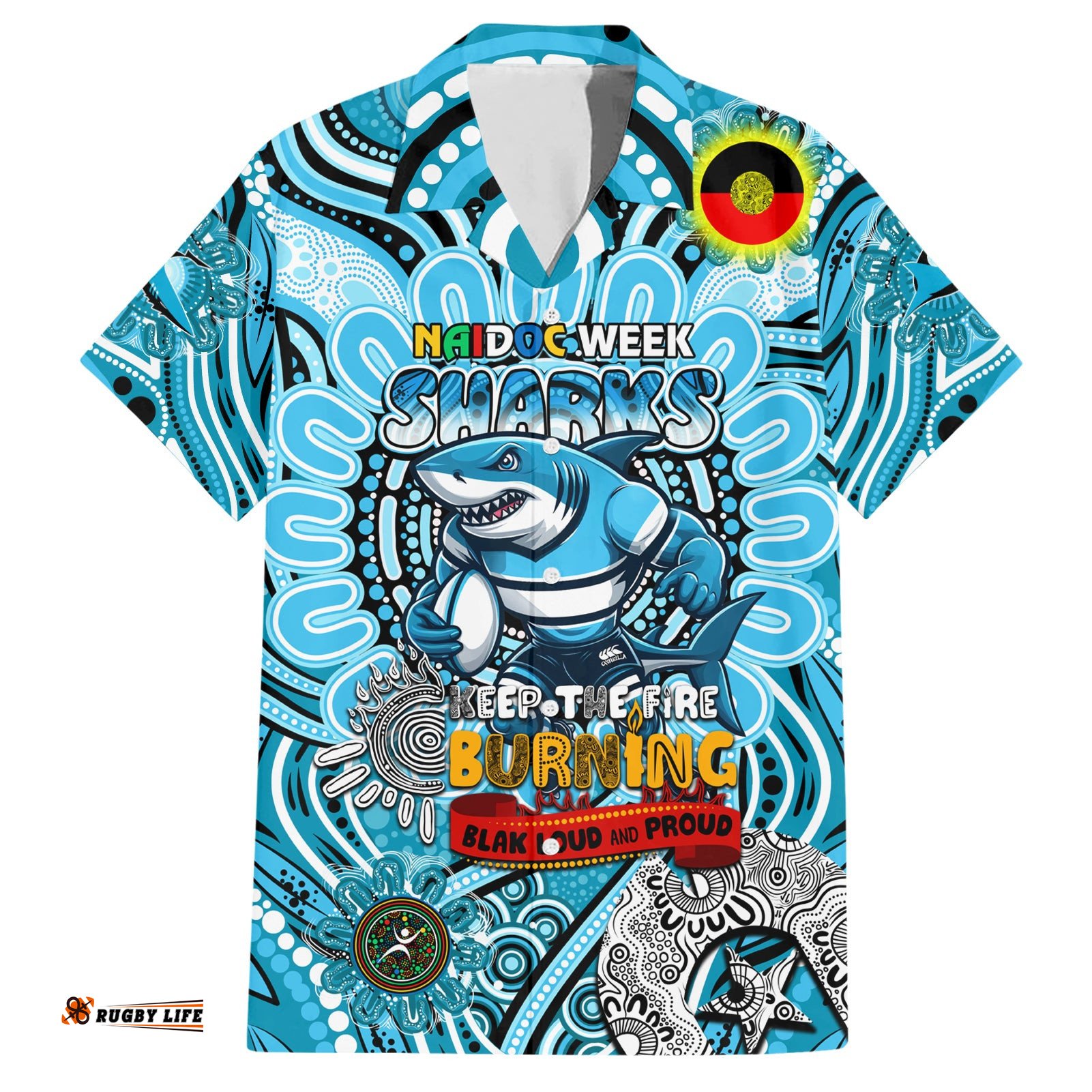 Custom NAIDOC Week 2024 Sharks Hawaiian Shirt Mascot Rugby