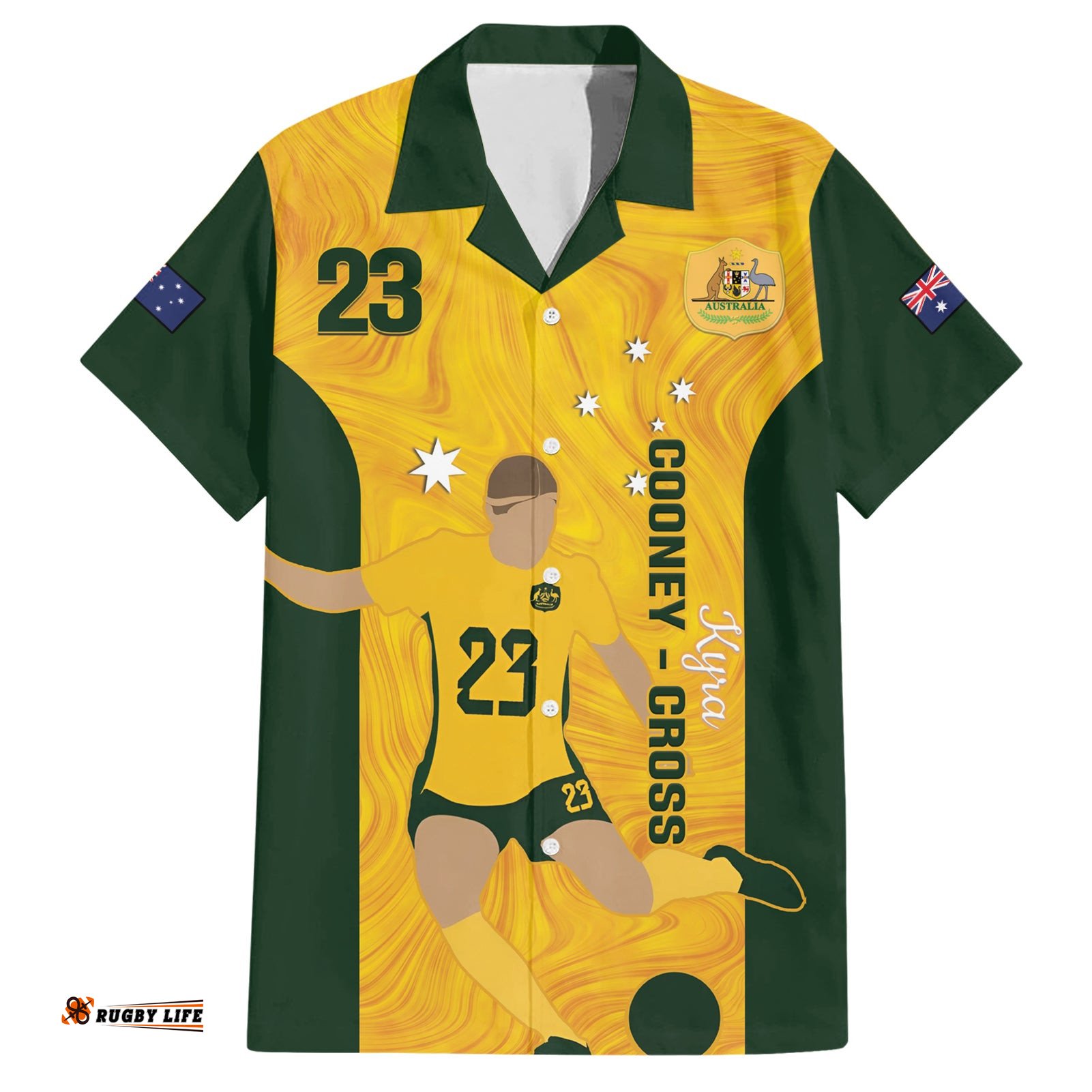 Australia Soccer Hawaiian Shirt Cooney Cross Matildas Gold Version