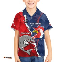 Personalised Dolphins And Roosters Rugby Hawaiian Shirt NRL Sporty Style