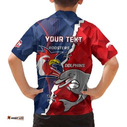 Personalised Dolphins And Roosters Rugby Hawaiian Shirt NRL Sporty Style