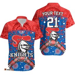 Custom Personalised Knights Rugby Hawaiian Shirt Novocastrians Boomerang Indigenous Dots