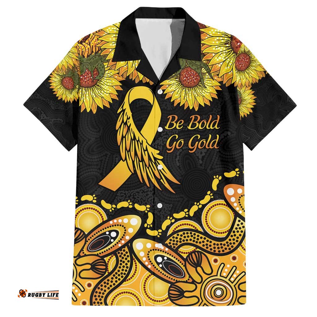 Be Bold Go Gold Aboriginal Ribbon Childhood Personalised Hawaiian Shirt