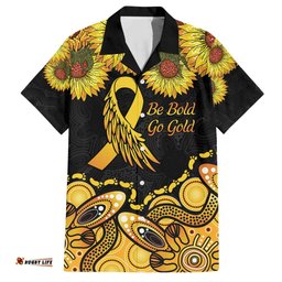 Be Bold Go Gold Aboriginal Ribbon Childhood Personalised Hawaiian Shirt
