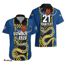Custom Text And Number NRL Combine Cowboys and Parra Eels Hawaiian Shirt Sporty Style