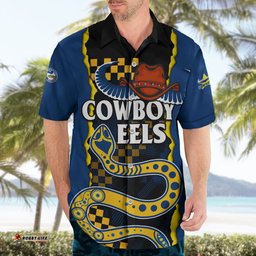 Custom Text And Number NRL Combine Cowboys and Parra Eels Hawaiian Shirt Sporty Style