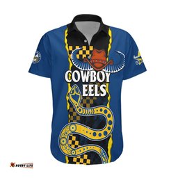 Custom Text And Number NRL Combine Cowboys and Parra Eels Hawaiian Shirt Sporty Style