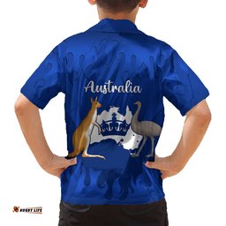 Australia King Birthday Hawaiian Shirt Australian Map With Crown Blue Version
