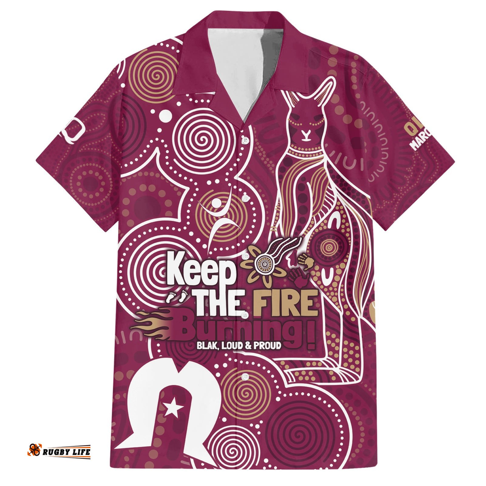 NAIDOC Week Hawaiian Shirt QLD Maroons Kangaroo