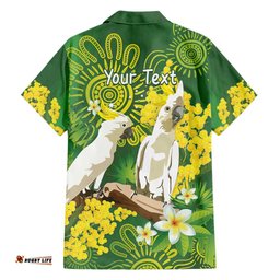 Personalised Australia Golden Wattle And Cacatua Galerita Hawaiian Shirt Aboriginal Art