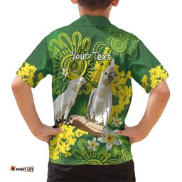 Personalised Australia Golden Wattle And Cacatua Galerita Hawaiian Shirt Aboriginal Art