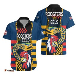 NRL Eels Combine Roosters Rugby Hawaiian Shirt Sporty Style