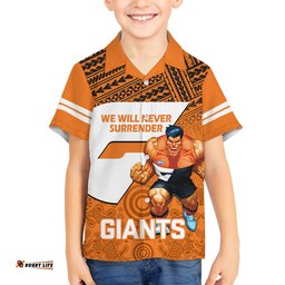Giants Football Hawaiian Shirt GWS Go Champions Polynesian Indigenous Art