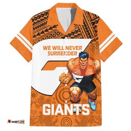 Giants Football Hawaiian Shirt GWS Go Champions Polynesian Indigenous Art
