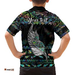 Personalised New Zealand Christmas Hawaiian Shirt Maori Fern Manaia Meri Kirihimete with Papaua Shell