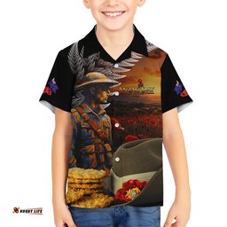 Slouch Hat and Biscuits ANZAC Hawaiian Shirt with Soldier Silver Fern
