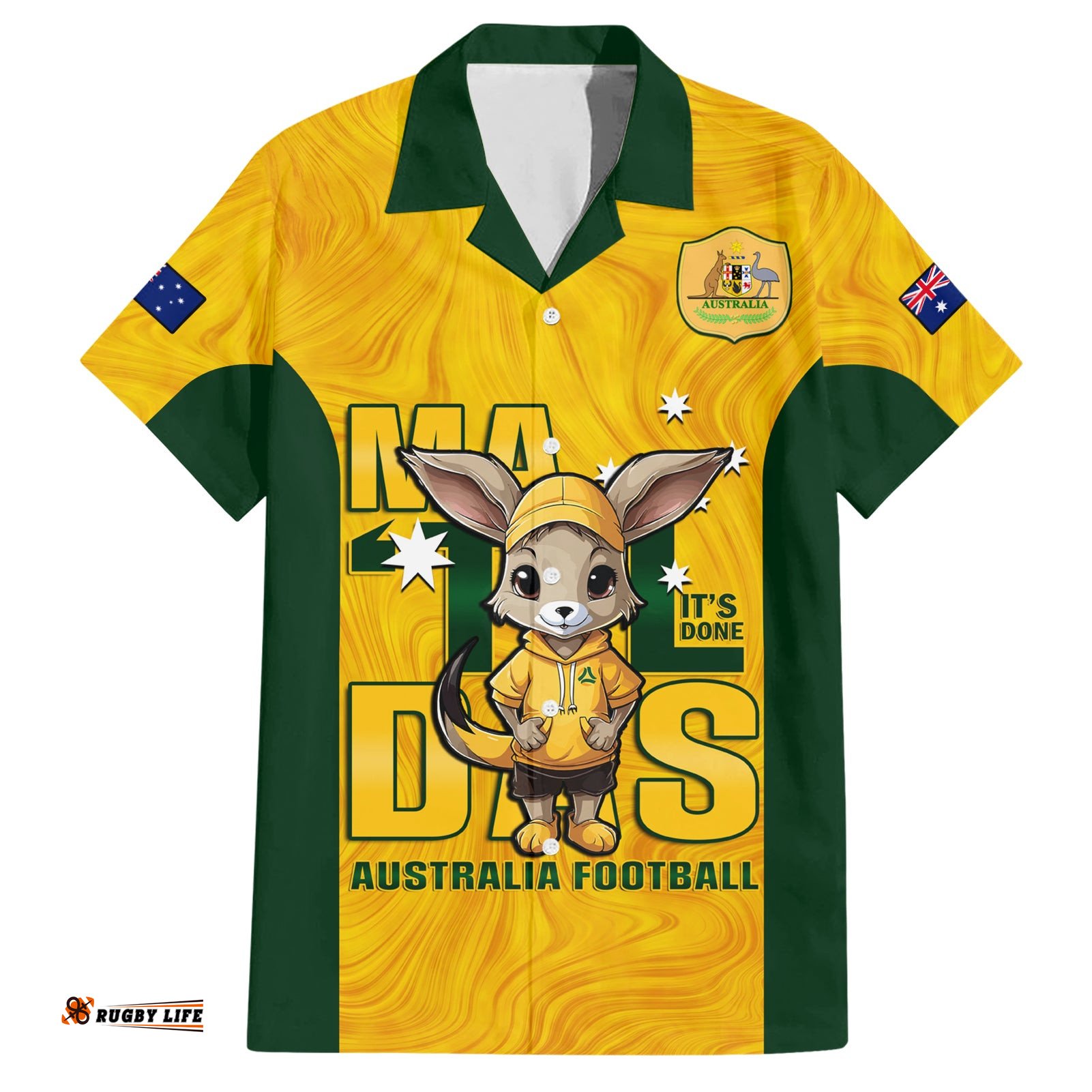Custom Matildas Hawaiian Shirt Australian Cute Mascot Unique Gold Version