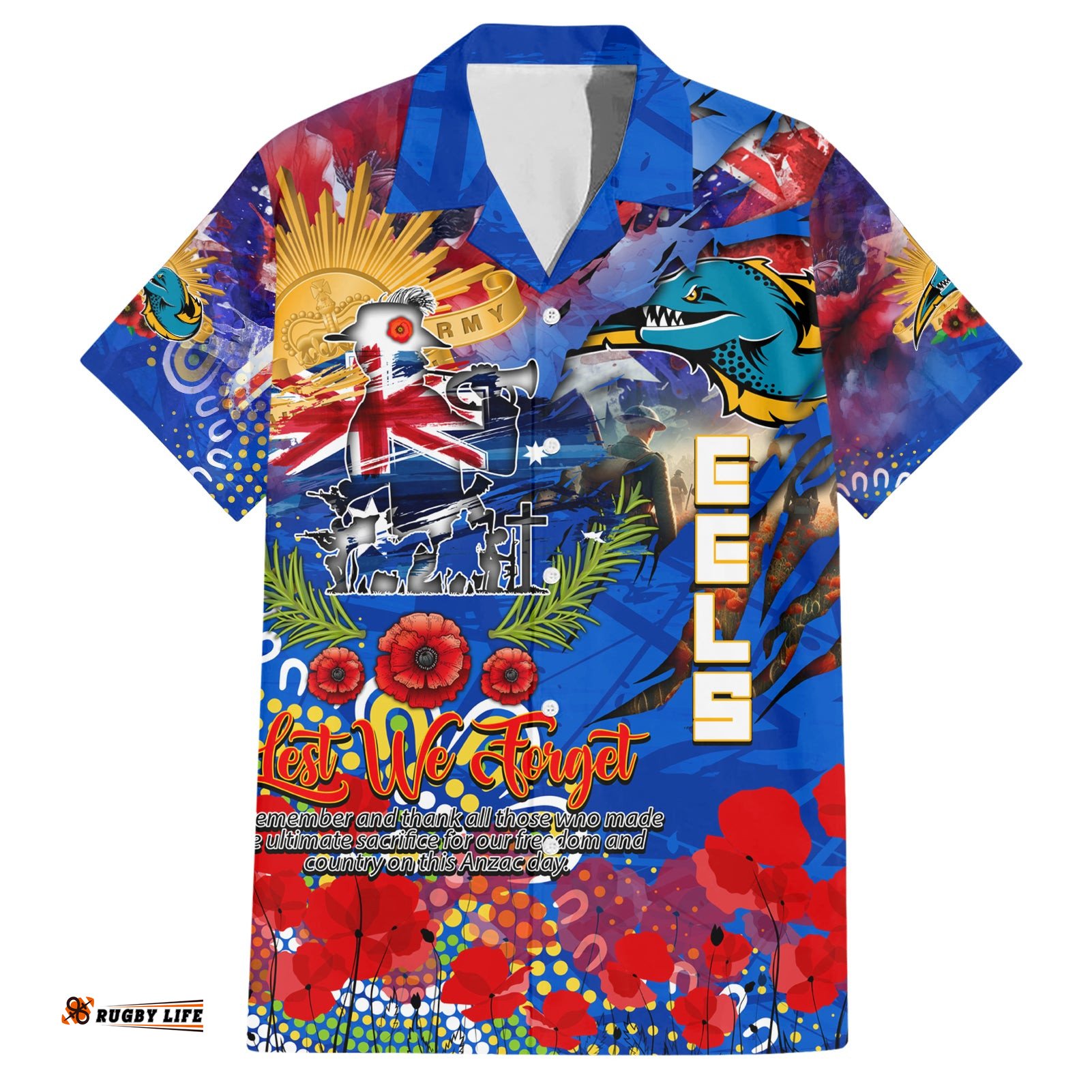 Personalised Australia Rugby Eels ANZAC Hawaiian Shirt Parramatta Scratch Style