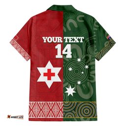 Custom Mate Maa Tonga And Kangaroo Australia Hawaiian Shirt Tongan Kupesi Mix Aboriginal Art