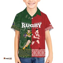 Custom Mate Maa Tonga And Kangaroo Australia Hawaiian Shirt Tongan Kupesi Mix Aboriginal Art
