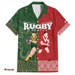 Custom Mate Maa Tonga And Kangaroo Australia Hawaiian Shirt Tongan Kupesi Mix Aboriginal Art