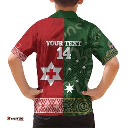 Custom Mate Maa Tonga And Kangaroo Australia Hawaiian Shirt Tongan Kupesi Mix Aboriginal Art