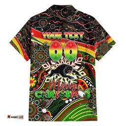 Merry Christmas Penrith Panthers Hawaiian Shirt Aboriginal Santa Rugby Mascot The Riff