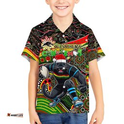 Merry Christmas Penrith Panthers Hawaiian Shirt Aboriginal Santa Rugby Mascot The Riff
