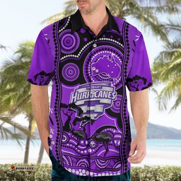 Custom Hobart Hurricanes Cricket Hawaiian Shirt Happy Australia Day Aboriginal Art