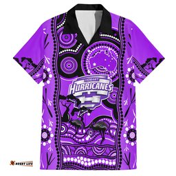 Custom Hobart Hurricanes Cricket Hawaiian Shirt Happy Australia Day Aboriginal Art
