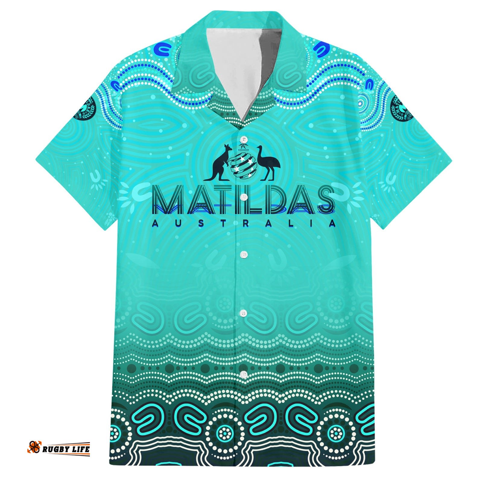Personalised Australia Matildas Hawaiian Shirt Tillies Aboriginal Simple Turquoise
