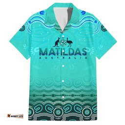Personalised Australia Matildas Hawaiian Shirt Tillies Aboriginal Simple Turquoise