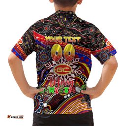 Merry Christmas AFL Gold Coast Suns Hawaiian Shirt Aboriginal Santa Football Mascot