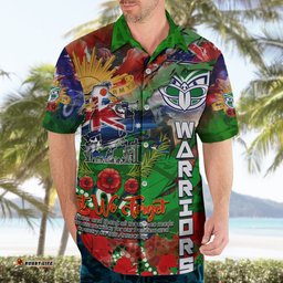 Personalised New Zealand Warriors ANZAC Hawaiian Shirt Scratch Style