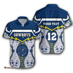 Custom Personalised Cowboys Fire Hawaiian Shirt North Aboriginal