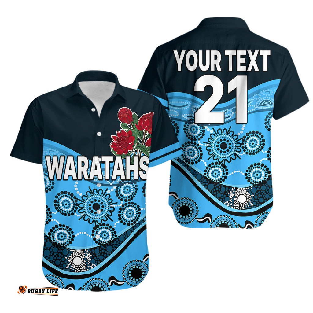 Custom Personalised Waratahs Rugby Hawaiian Shirt NSW Red Waratahs Indigenous