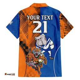 Custom Bulldogs and Tigers Hawaiian Shirt Rugby Mascot With Sporty Style