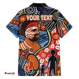 Dad and Son Footprint Father's Day Personalised Hawaiian Shirt Australian Aboriginal Art