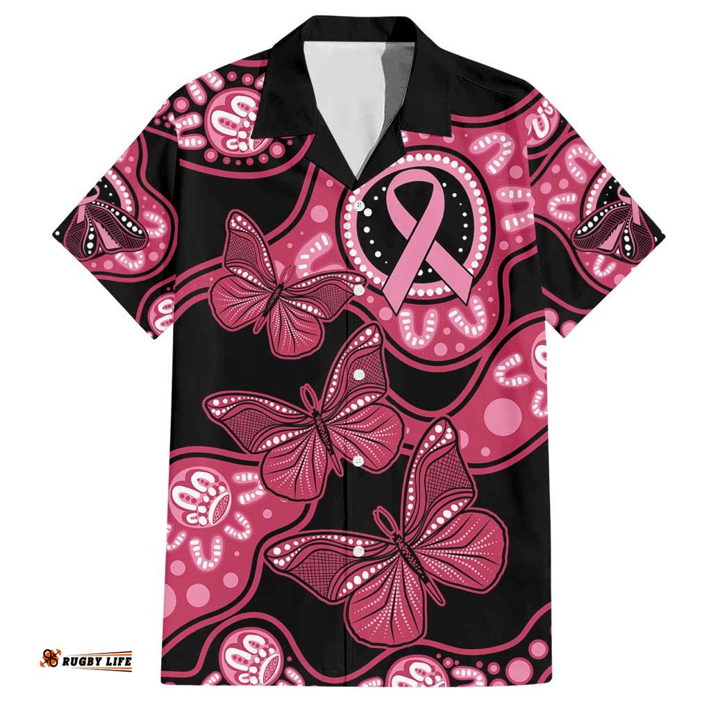 Australia Indigenous Hawaiian Shirt Breast Cancer Black Aboriginal Butterfly