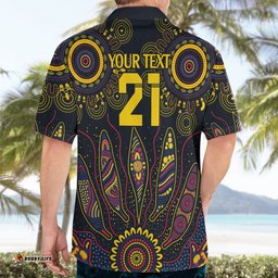 Custom Adelaide Football Hawaiian Shirt With Crow Aboriginal Art Style