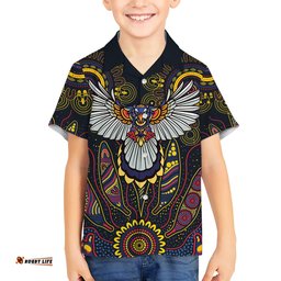 Custom Adelaide Football Hawaiian Shirt With Crow Aboriginal Art Style