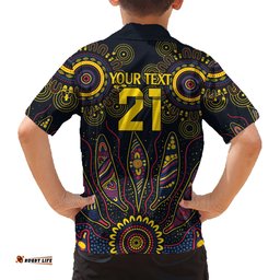 Custom Adelaide Football Hawaiian Shirt With Crow Aboriginal Art Style