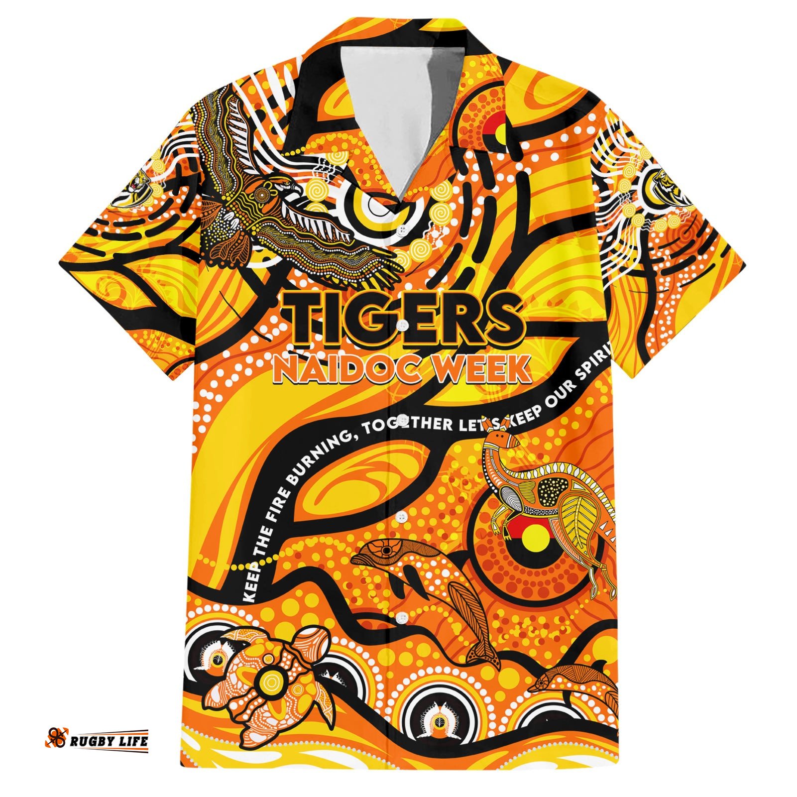 Custom NAIDOC Week 2024 Tiger Hawaiian Shirt Aboriginal Animals Keep The Fire Burning