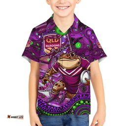 Personalised Mascot Queensland Maroons Rugby Hawaiian Shirt Aboriginal Galaxy
