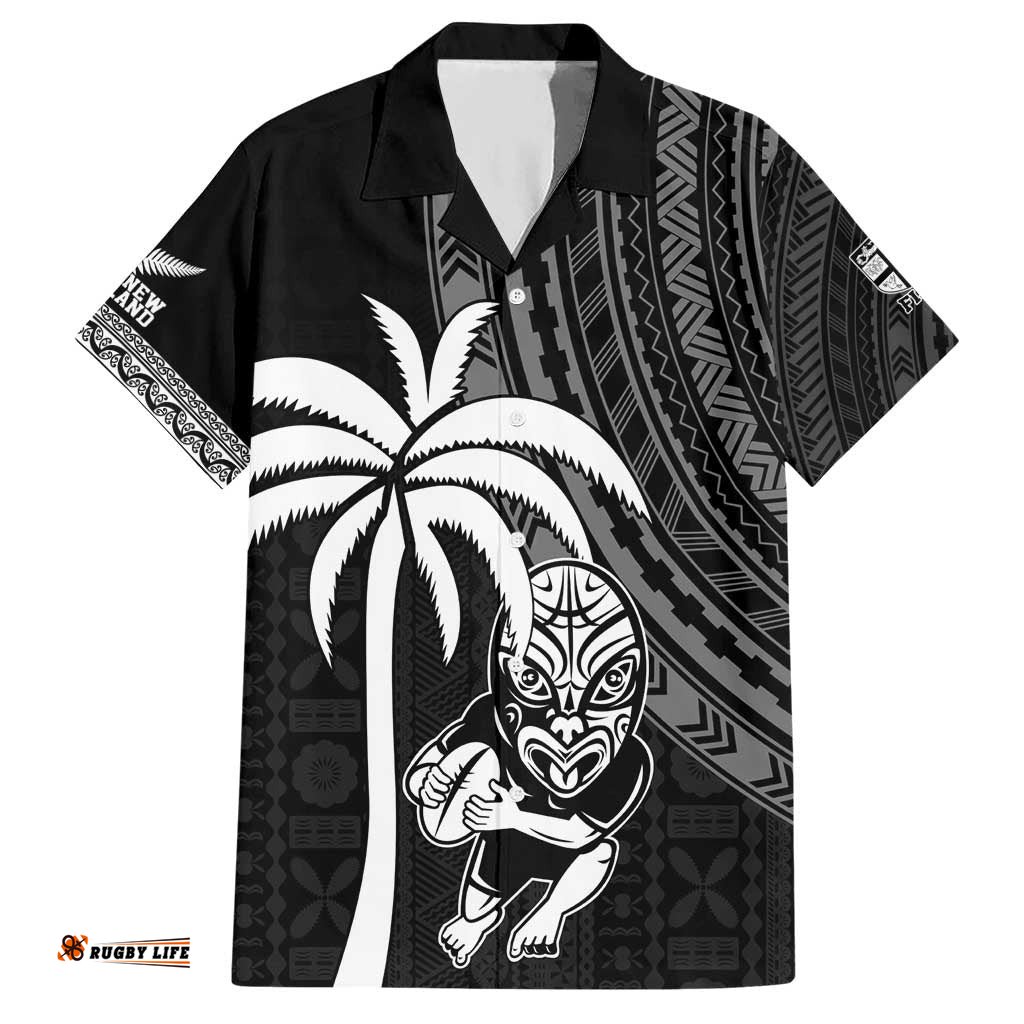 Custom Fiji New Zealand Rugby Hawaiian Shirt Make History Together