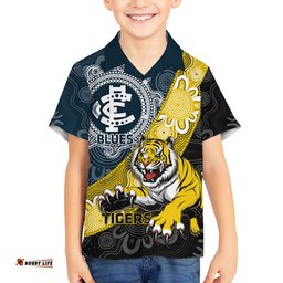 Personalised Richmond And Carlton Football Hawaiian Shirt Tigers BluesTogether Aboriginal Art