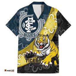 Personalised Richmond And Carlton Football Hawaiian Shirt Tigers BluesTogether Aboriginal Art