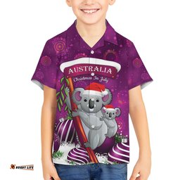 Australia Koala Hawaiian Shirt Christmas In July Purple